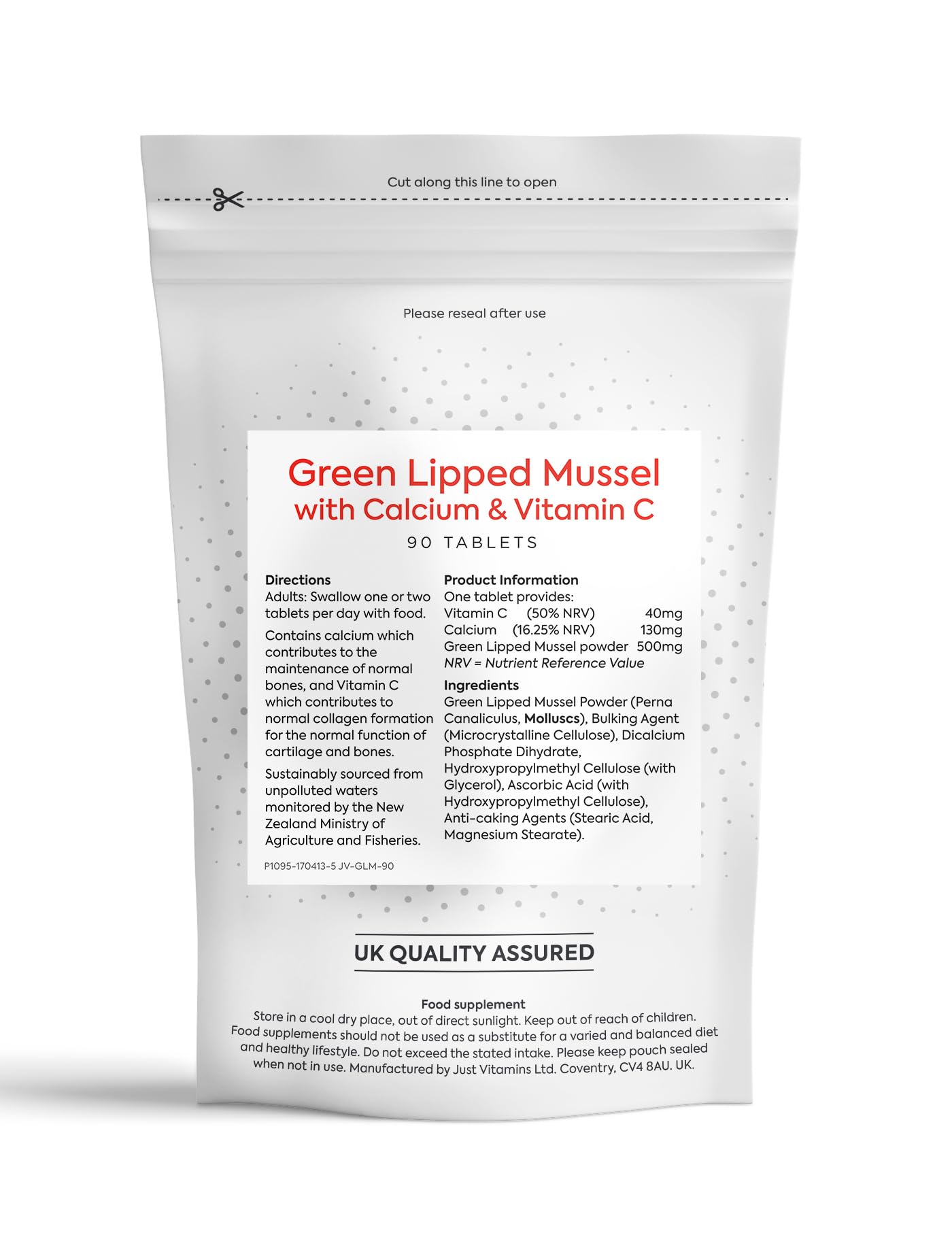 Just Vitamins Green Lipped Mussel Extract 500mg 90 Capsules