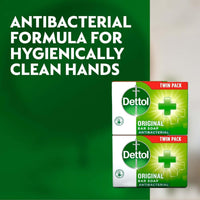 Dettol Soap Original Antibacterial Bar - 3 Twin Pack, 6 x 100g Antibacterial Hand & Body Soap Bar – Disinfects and Kills 99.99% of Germs, Ideal for Handwashing and Cleansing