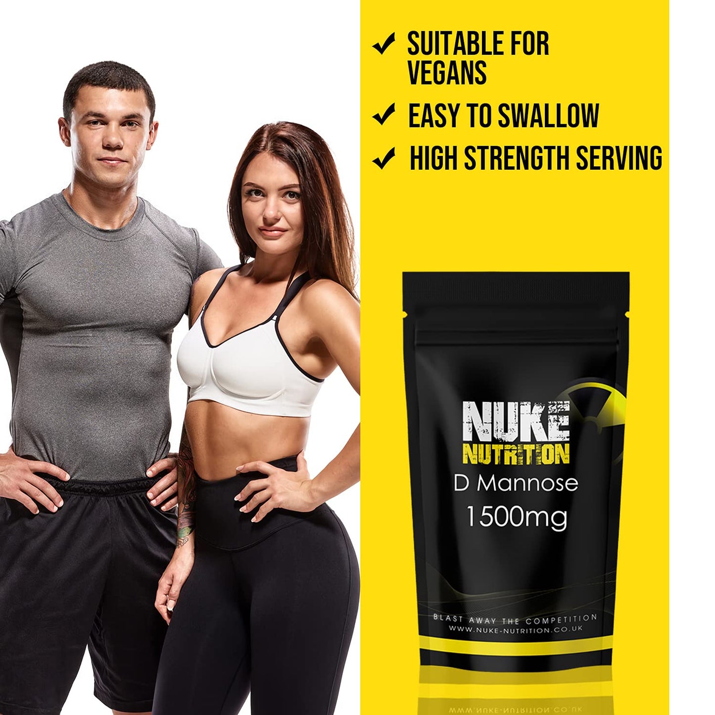 Nuke Nutrition D Mannose Capsules 1500mg | 60 Capsules | UTI Treatment for Women & Men | Urine Infection Relief | Cystitis Treatment | Natural Pills Made from Cranberry | Alternative to Antibiotics