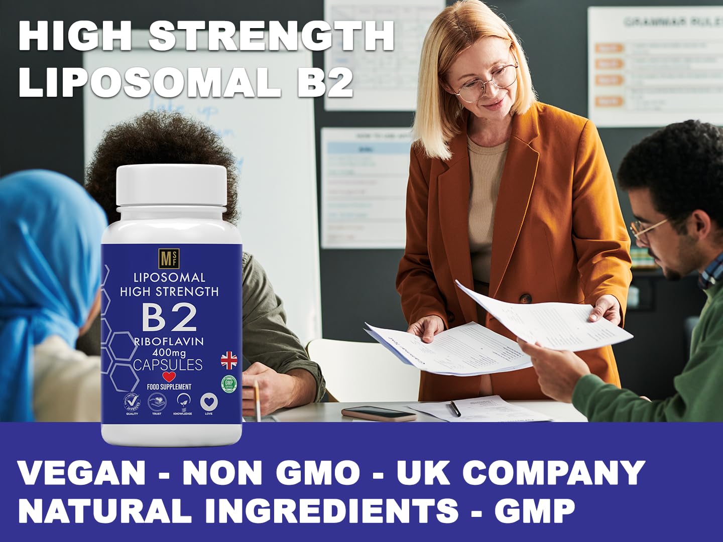 MetaSuperfoods Vitamin B2 Riboflavin | 400mg Migraine Support 180 Capsules | 6 Months Supply | Vegan, High Strength Riboflavin Supplement | Liposomal Delivery for Maximum Absorption | Non-GMO | UK Company