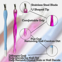 LuenHego Cuticle Remover Cuticle Pusher Nail Cuticle Trimmer 6PCS V-shaped Dead Skin Remover Double Sided Rubber Nail Cleaner Tool, 3 Colours