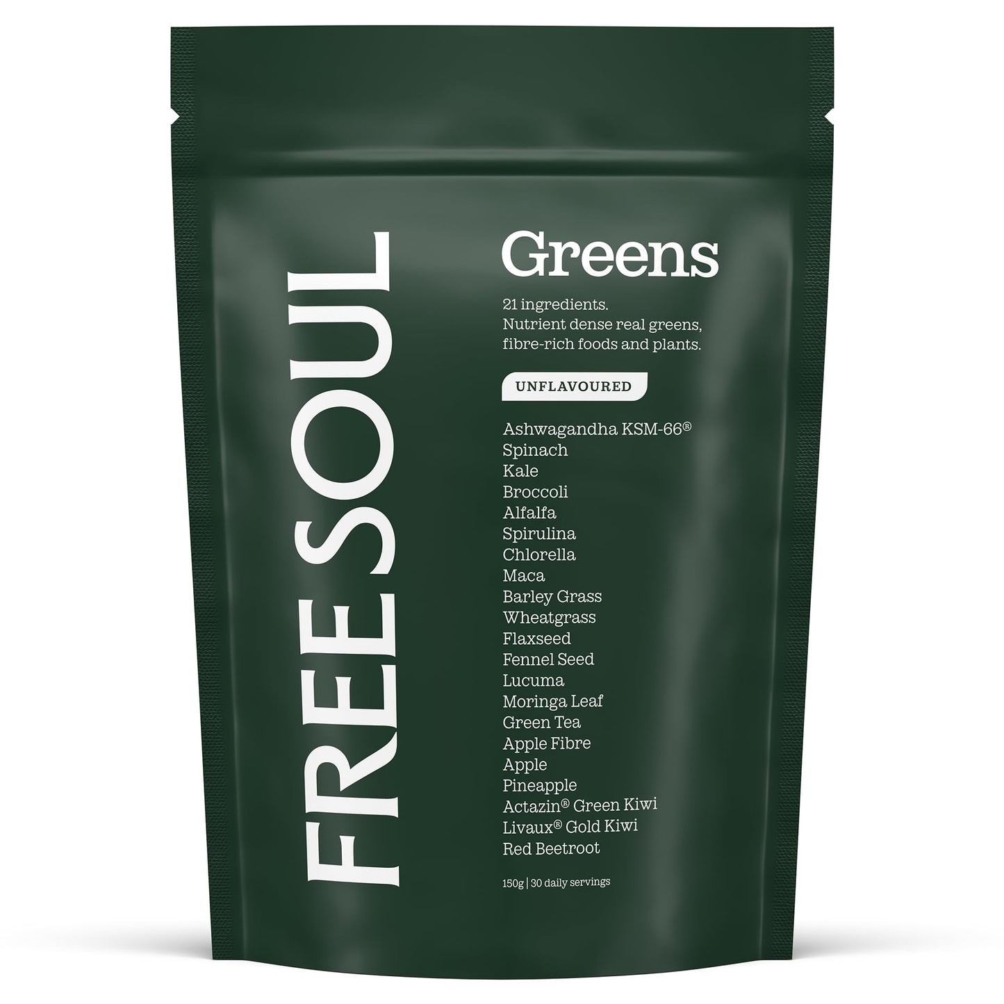 Free Soul Greens | 21 Advanced Greens, Superfoods, and Adaptogens Including KSM-66 Ashwagandha, Vegan & Gluten-Free, Advanced Natural Formula | UK Made | 30 Servings | Original Flavour