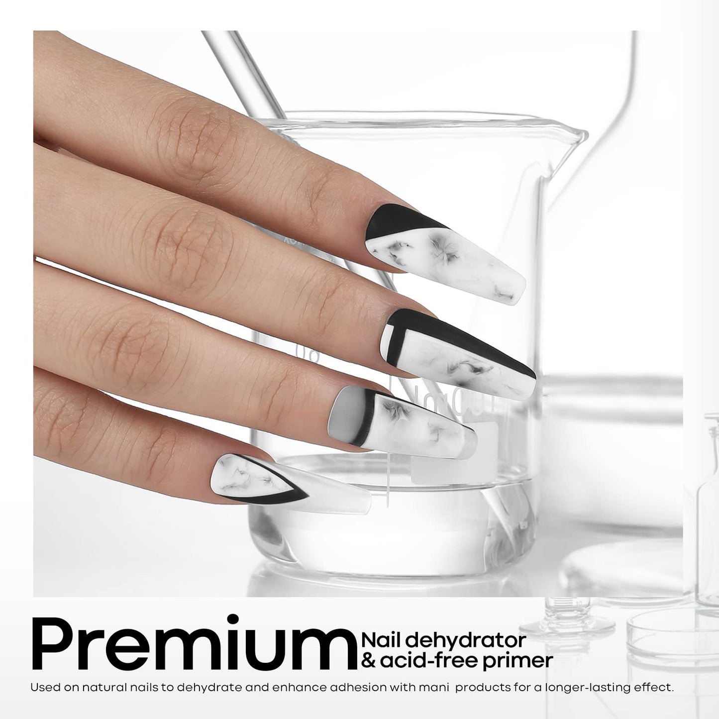 Modelones Professional Gel Nail Polish Primer, 2Pcs 15ml Acid Free Natural Nail Prep Dehydrate, Air Dry Superior Bonding Primer for Acrylic Powder Supplies Set