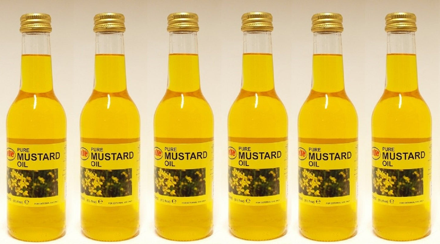 6 X KTC 100% Pure Mustard Multipurpose Oil 250ml - Used for Hair Oil, Skin Massage