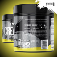 Warrior Creatine Monohydrate Powder 300g – Micronised – Proven to Improve Physical Performance and Recovery, 5g Servings (Lightning Lemonade)