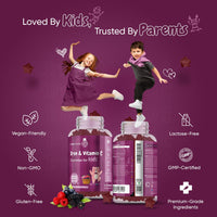 Iron & Vitamin C Gummies for Kids - 4 Months Supply - 120 Gummies - Natural Mixed Berry Flavour - Kids Iron Gummies for Energy & Immune System - Vegan Iron Supplements for Kids - No Aftertaste