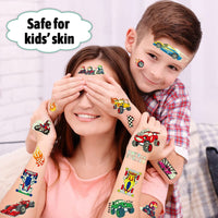 Deen Luminous Racing Car Kids Tattoos, 12 Sheets Glow In The Dark Temporary Tattoos for Boys, Birthday Party Favours
