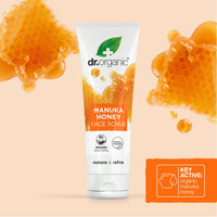 Dr. Organic Dr Organic Manuka Honey Face Scrub, Exfoliating, Dry Skin, Mens, Womens, Natural, Vegetarian, Cruelty-Free, Paraben & SLS-Free, Recycled & Recyclable, Organic, 125ml, Packaging may vary