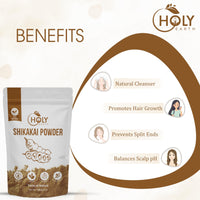 Holy Earth Shikakai Powder 100g – 100% Pure & Organic Hair Cleanser | Natural Softening & Strengthening | Vegan, Non-GMO | Free Gloves & Shower Cap