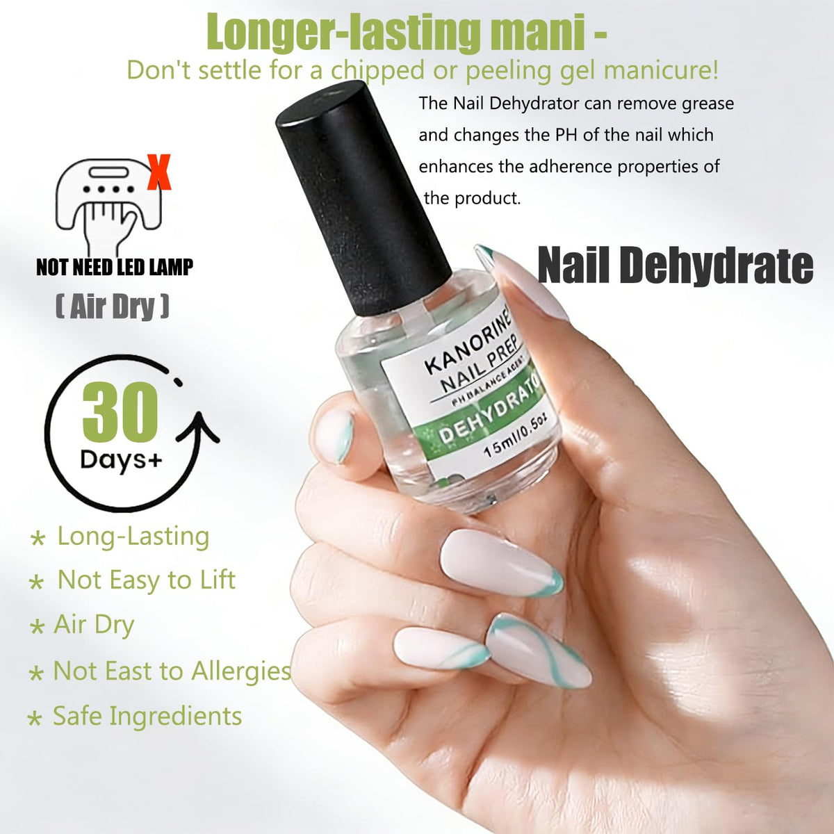 Kanorine Nail Primer & Nail Prep Dehydrate Set Gel Nail Polish Bonding Helper Dehydrator & Bond Primer, Nail Protein Bond, Superior Bonding Primer for Acrylic Powder 2X15ml/0.5oz