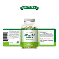 Vitamin A Capsules 10,000IU | High Strength Supplement | Retinyl Palmitate | 60 Softgels | Nature's Truth