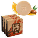 Shower PUK All-in-One Bar: Natural Shampoo, Body Wash & Face Soap with Shea Butter, Argan Oil & Long-Lasting Citrus Scent - Eco-Friendly, Plastic-Free, Vegan - 3 Pack Refill