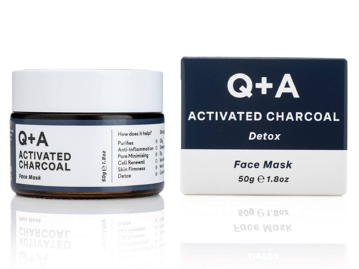 Q+A Activated Charcoal Mask (50g), Charcoal Clay Mask & Hydrating Facial Mask, Deep Pore Cleansing Face Mask Skincare Treatment, Anti Ageing Face Mask.