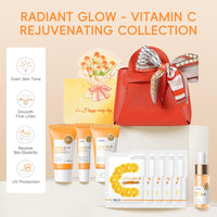 LAIKOU Vitamin C Skincare Gift Set, 9 Pcs Face Care Sets & Kits, Serum, Eye Cream, Face Cream, Sunscreen, Clay Mask & Gift Bag, Radiance Pamper Gifts for Women Teenage Girls, Mothers Day Birthday Gift