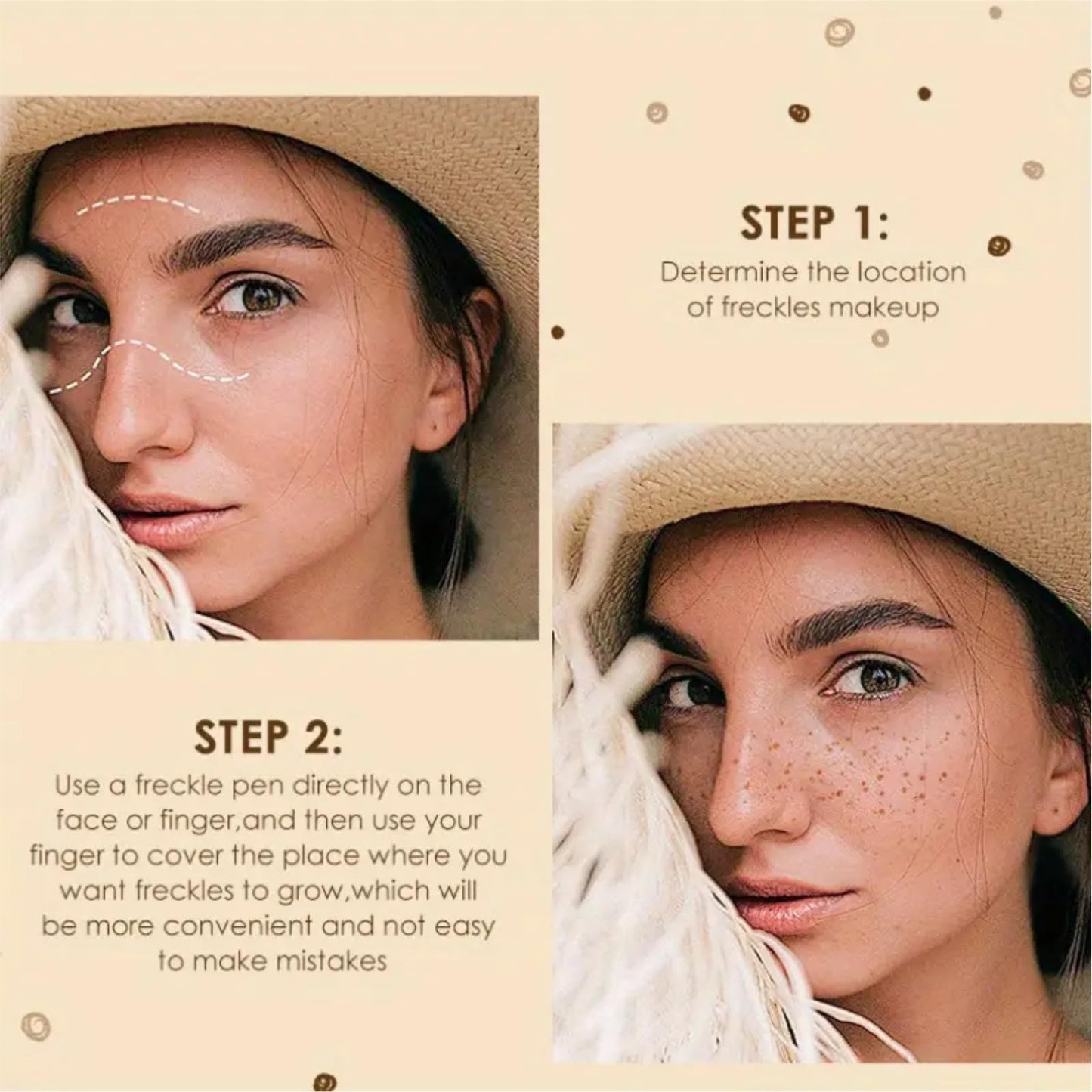 Ruojiar 2 Colors Freckle Pen Set,Faux Freckle Makeup Pen,Soft Dot Spot P/en for Natural Lif/elike Makeup,Easy to Color & Waterproof,Smooth Strokes,Smudge-free,Unique Round Tip Design(Gray+Coffee Brown)