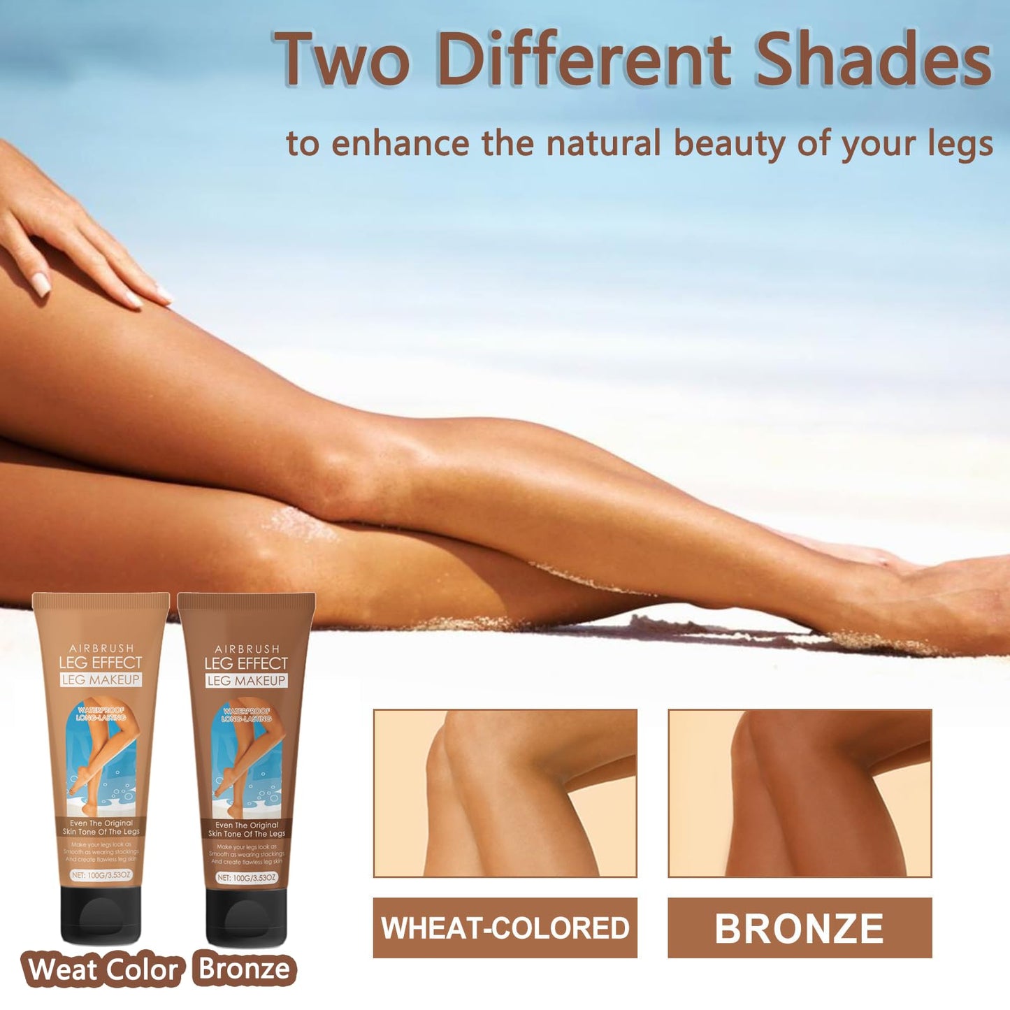 AmiCera Leg Makeup, Instant False Tan Cream, Tinted Moisturiser Body Concealer, Tattoo Cover Up Makeup, Self Tanning Lotion, Body Coverage Perfector for Vein Scar, Natural Tan Glow, Bronze 100g