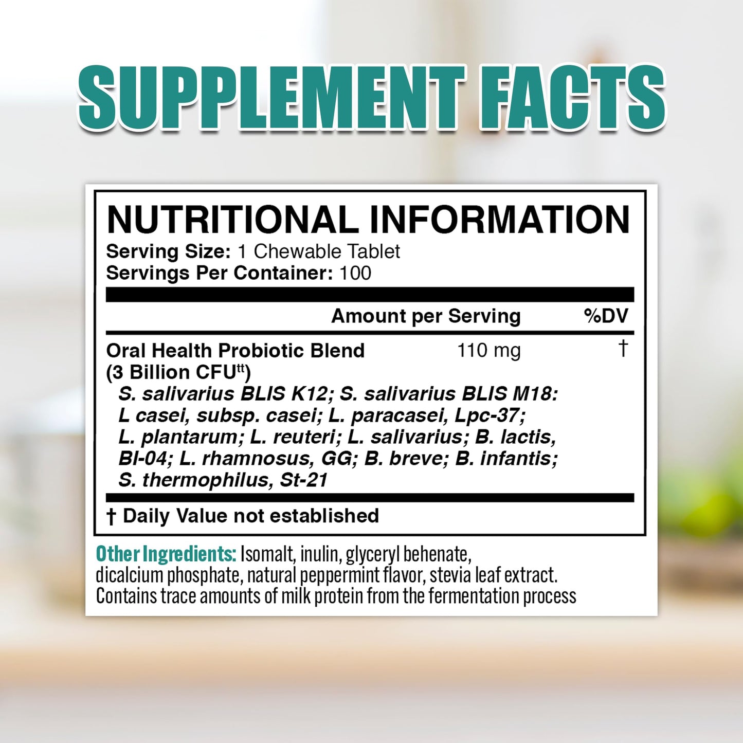Vinco Advanced Oral Probiotics for Healthy Teeth, Gums, & Fresh Breath - Adults & Kids Immune Support for Ear, Sinus & Throat with BLIS K12 BLIS M18-100 Chewable Tablet - Fresh Mint - Made in The UK