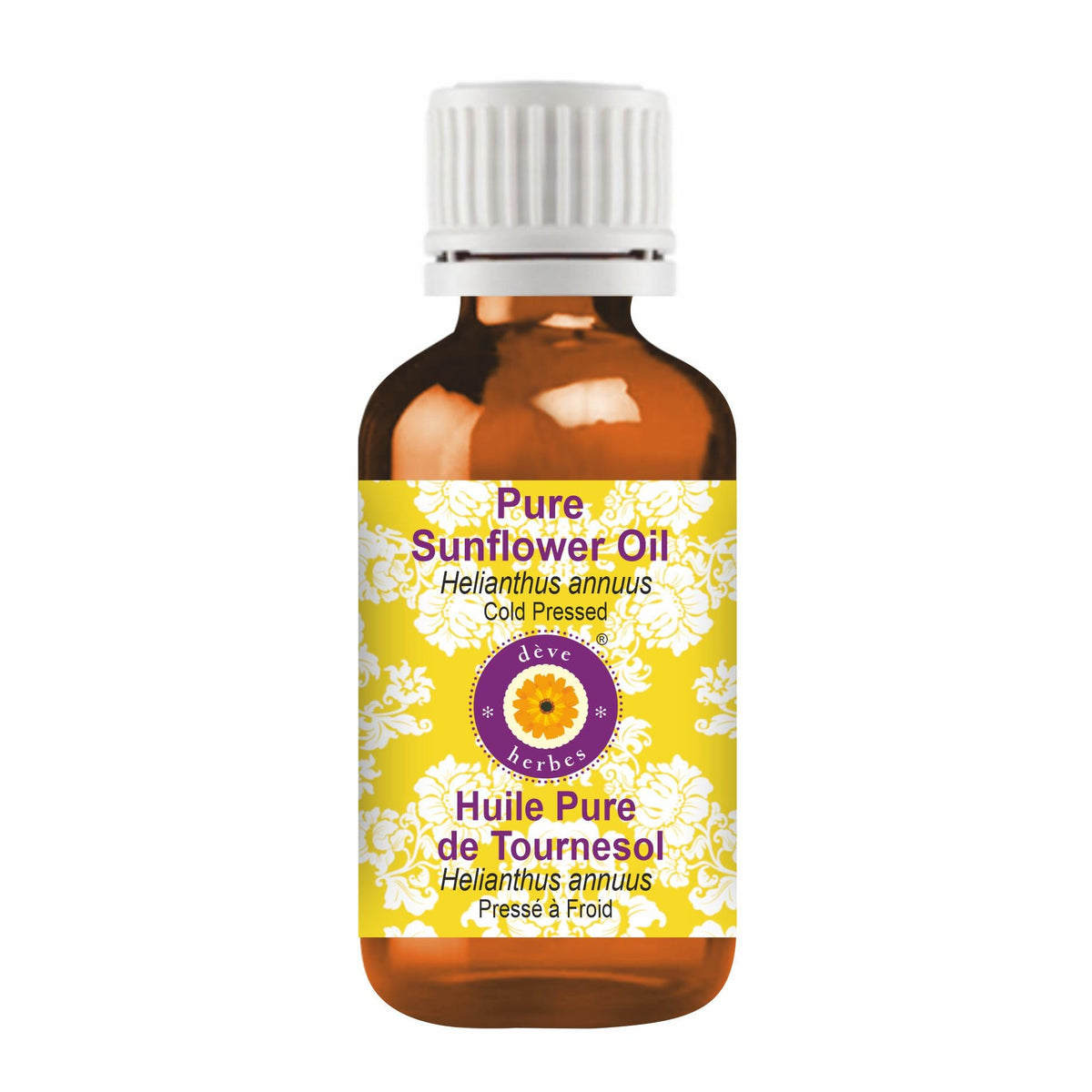 Deve Herbes Pure Sunflower Oil (Helianthus annuus) Cold Pressed 50ml (1.69 oz)