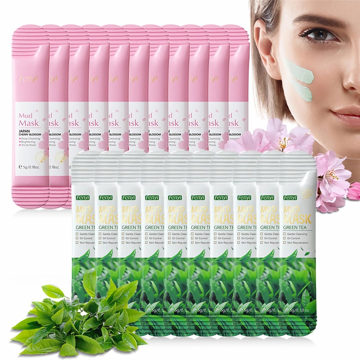 mercham 20 PCS Clay Mask, Deep Cleanse Mud Mask Set, Oil Control