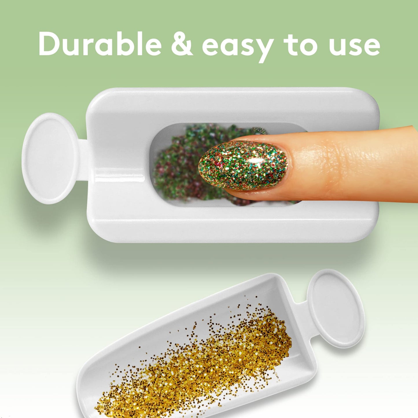 Mylee Glitter Catcher - Two-Tray Design, Apply Glitter, Dip & Acrylic Powder, Nail Dipping Powder Recycling Tool, Glitter and Dip Powders, Nail Dip Powder Tray, Vegan & Cruelty Free