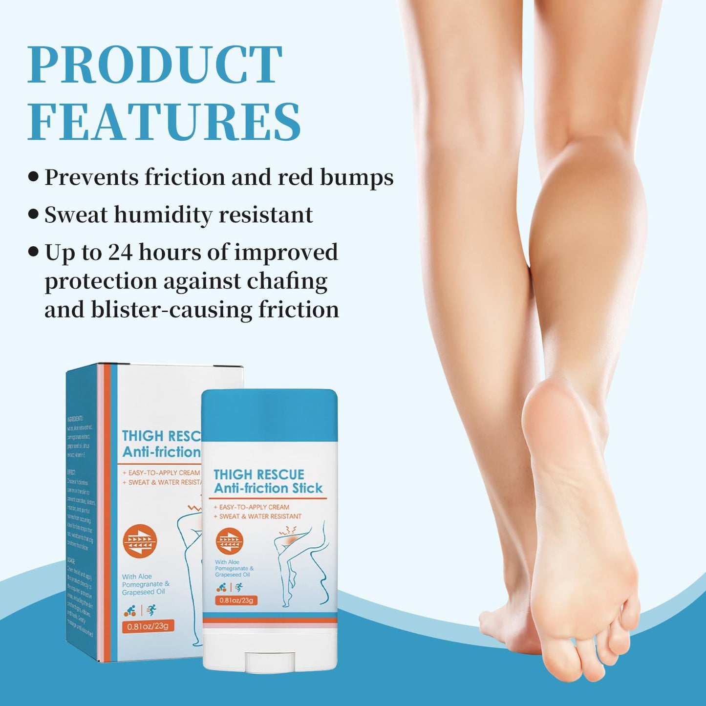 LFCFBH 3 PCS Chub Rub Stick, Waterproof Anti Chafing Cream, Anti Chafing Stick for Heel, Lower Arm,Thigh, Legs, Skin Protection