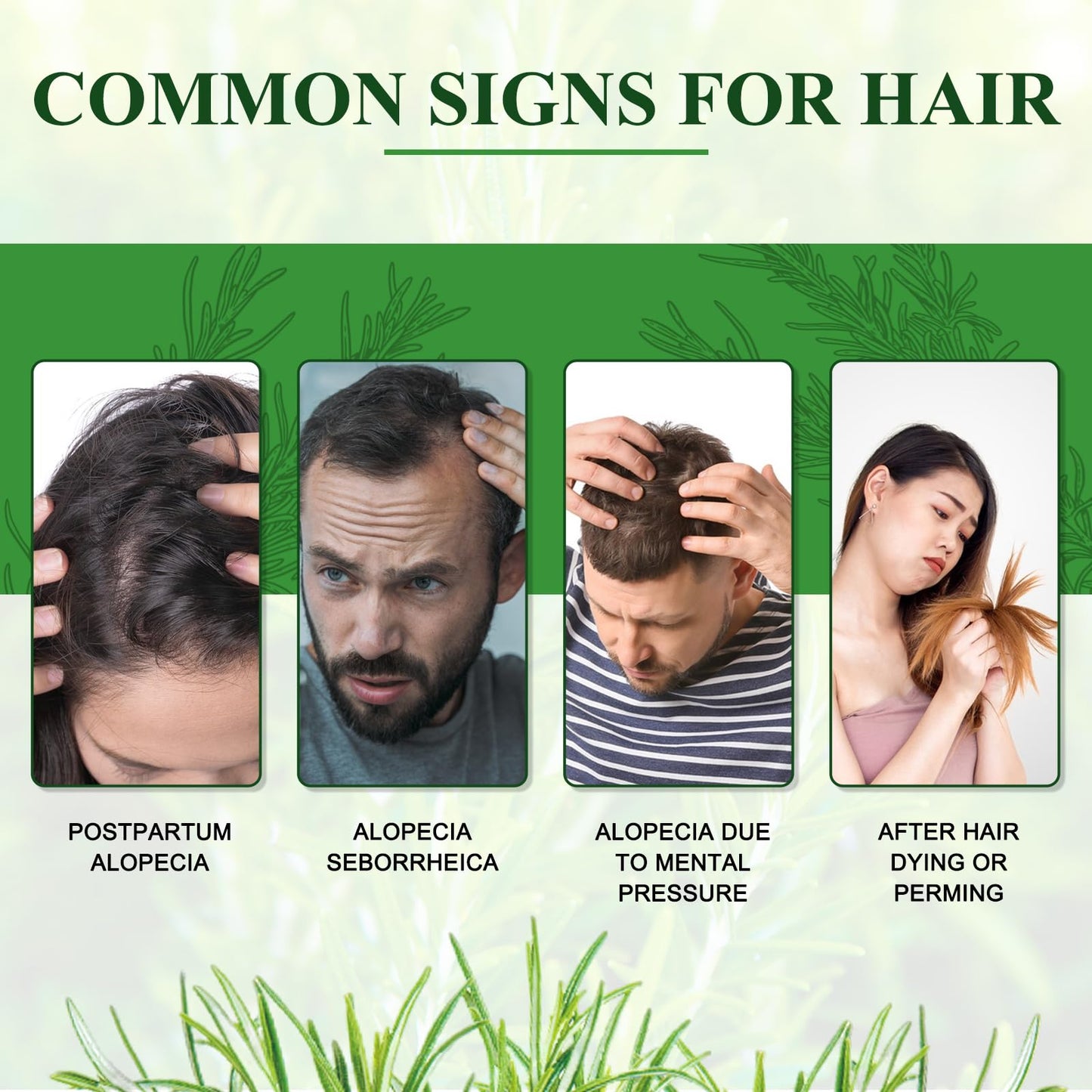 JCZQDRPC Organic Rosemary Oil for Hair Growth with Scalp Massager, 60ml Natural Organic Rosemary Essentia Oil, Pure Essential Oil for Skin & Hair Care, Hair Loss Treatment for Hair