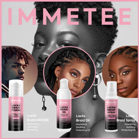 immetee Locks Braid Oil, Refreshes Dry & Itchy Scalp, Braid Oil for Braids, Locks, Twists, Cornrows, Promotes Stronger Edges & Adds Shine to Braids. 170ml/5.74fl oz