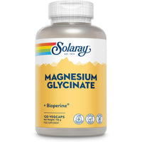 SOLARAY Magnesium Glycinate - 120 Vegan Capsules - High Strength Magnesium Bisglycinate Supplement - with Added Bioperine Black Pepper for Gentle Digestion - Lab Verified - Solaray