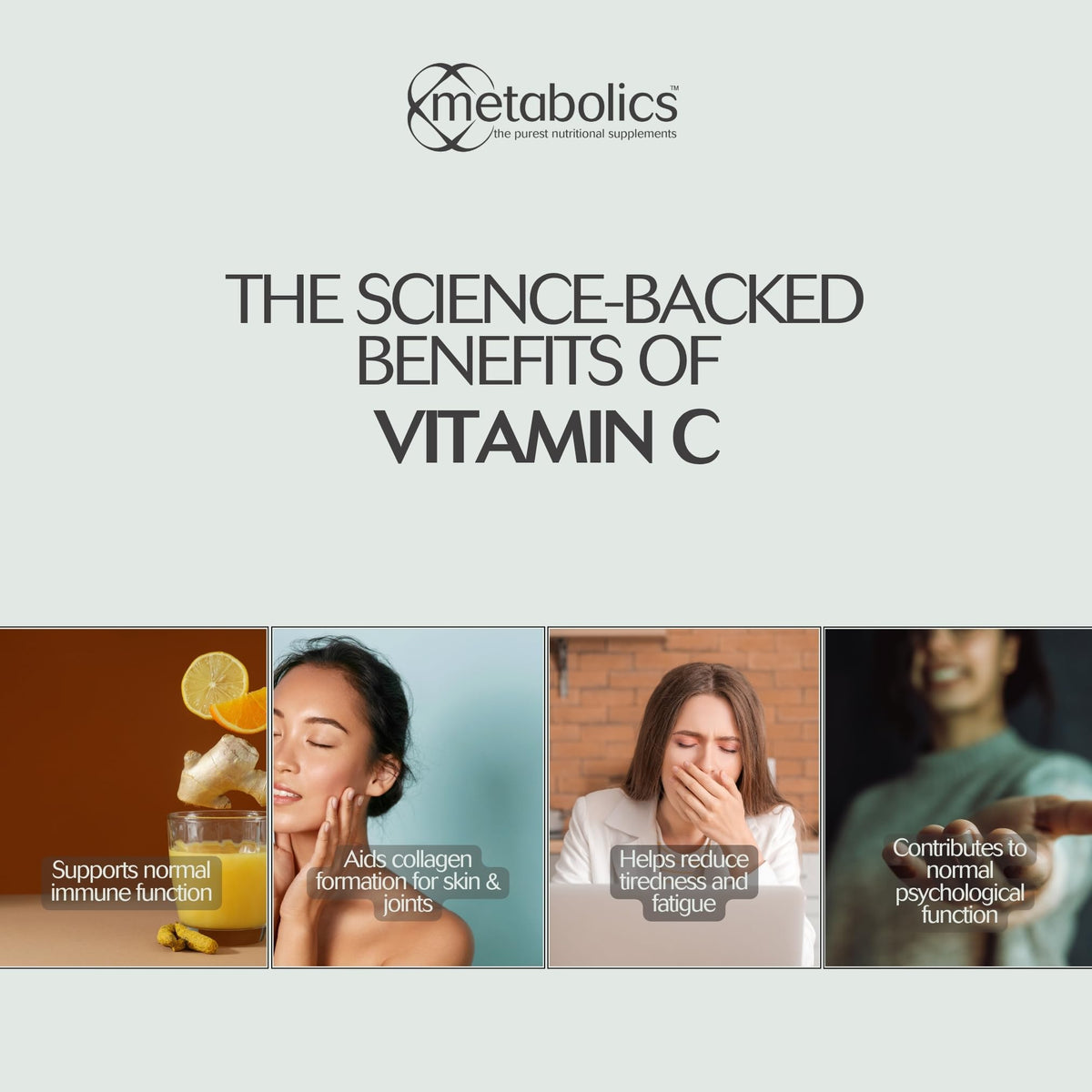 Vitamin C Capsules by Metabolics | 500mg Vitamin C Per Capsule Providing 625% NRV | Pot of 90 Capsules Suitable for Vegans & Vegetarians- No Additives or Flowing Agents