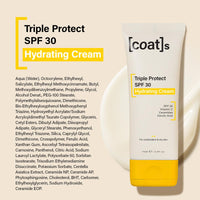 Coats SPF 30 Triple Protect Hydrating Face Cream with Ceramides + Vitamin C, UVA/UVB Protection. Non-Greasy, Non-Comedogenic SPF Face Moisturiser Sunscreen for Combination to Dry Skin (75ml)