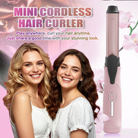 Sadodo Mini Rechargeable Hair Curler,Portable Small 20MM Cordless Curling Wand,Quick Heating,3 Temperature Setting,Negative Ion Hair Care Oil Panel,for Home Travel Office Hair Curling,Styling (Pink)