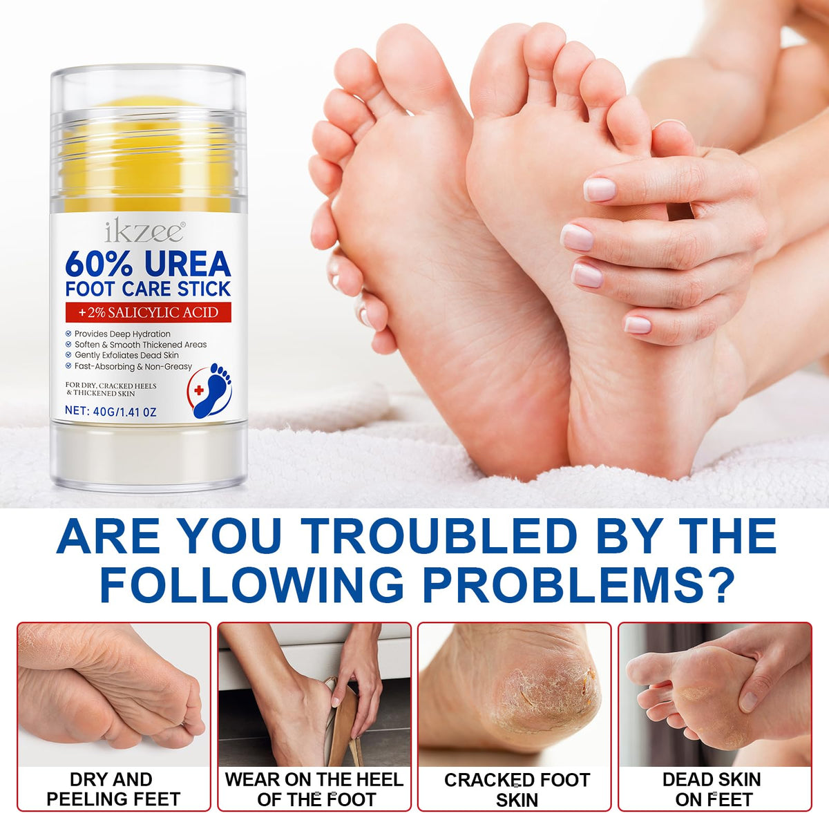 BODY JUICE OIL Urea Cream 60 Percent for Feet Plus 2% Salicylic Acid, Urea Foot Cream for Cracked Heels and Dry Skin, Cracked Heel Repair Cream, 2PCS