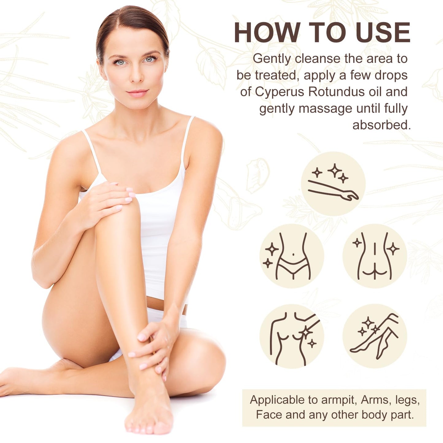 Cyperus Rotundus Oil, 100% Pure Natural Cyperus Oil for Hair Removal, Gently and Effectively Inhibits Hair Growth (60ml)