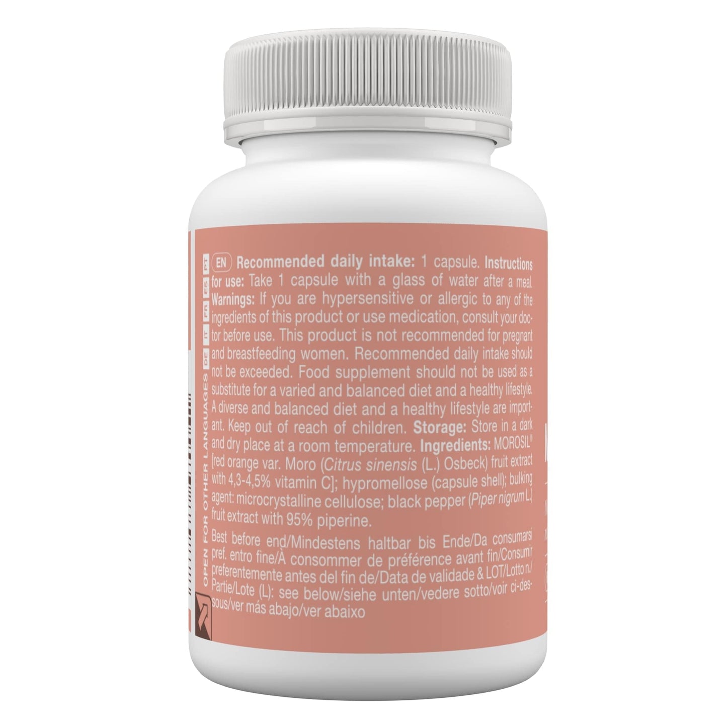 Morosil Capsules 400 mg, with Vitamin C Antioxidant and Black Pepper for Better Absorption, 60 Capsules, 1 per Day, Moro Caps by Tummy Tox