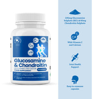 The Good Vitamin Company Glucosamine & Chondroitin: 120 Capsules - Supplement with High Strength Glucosamine Sulphate with Chondroitin, Vitamin C and Calcium for Joint Support, Made in UK, GMO Free