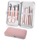 Keiby Citom Manicure Set 10pcs Professional Nail Clippers Kit Pedicure Care Tools-Stainless Steel Grooming Tools for Travel (Pink)