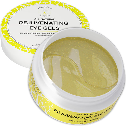 Doppeltree Caffeine Under Eye Patches & Hydrogel Masks (30 Pairs) - All Natural Anti Aging Treatment for Bags, Puffiness, Wrinkles, Dark Circles- Formulated in San Francisco