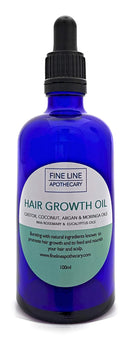Fine Line Apothecary - Hair Growth Oil - 100% Natural - Castor, Argan, Moringa, Coconut, Rosemary, Eucalyptus. Pure Oils to Promote Hair Growth. Repairs, Nourishes Dry Damaged Hair. 100ml