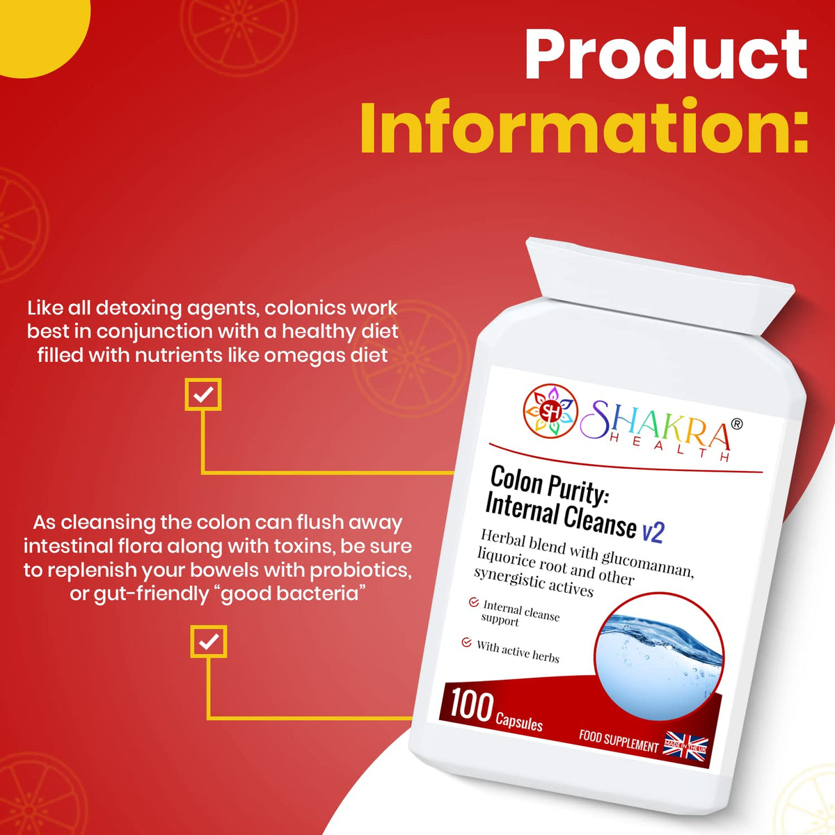SH SHAKRA HEALTH Colon Purity: Internal Cleanse v2 - Ultimate Bowel Flush, Constipation & Regularity. Ideal Before or After Colonic Treatments | Shakra Health