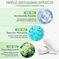 HEXIN Liposomal NAD Supplement with Trans Resveratrol,80 Capsules + 900mg,NAD Resveratrol Supplement for Support Cellular Energy & Healthy Aging