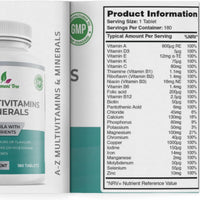 Supplement Tree A-Z Multivitamins and Minerals Tablets - 180 Vegan Multivitamin Tablets (6 Months Supply) - One a Day 26 Nutrients Multivitamins and Multi Minerals Pills for Men & Women - UK Manufactured