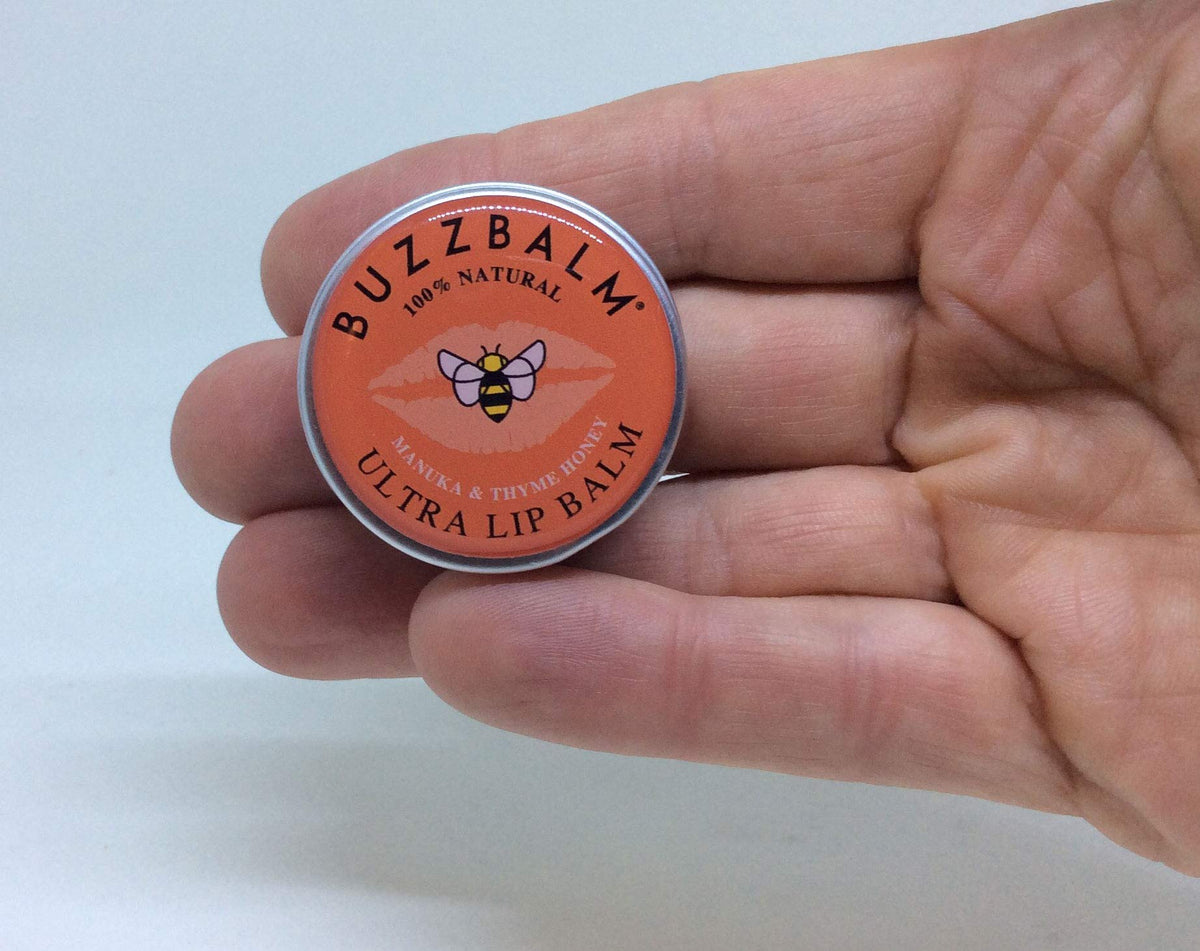 BUZZBALM Beeswax Lip Balm For Cracked Lips - Chapped Lips Treatment for Dry Lips - 100% Natural Lip Balms With Beeswax Thyme & Manuka Honey (8.5g)