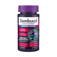 Sambucol Natural Black Elderberry Extra Defence Menthol Gummies |Vitamin A | Vitamin C | Vitamin D | Zinc |Advanced Immune Support Supplement| 30 Gummies