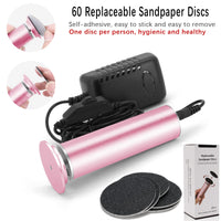 Electric Foot File Hard Skin Remover (Speed Adjustable) with 60pcs Replacement Sandpaper Disks, Professional Electric Callus Remover Pedicure Foot Scraper Hard Skin Remover (Pink)