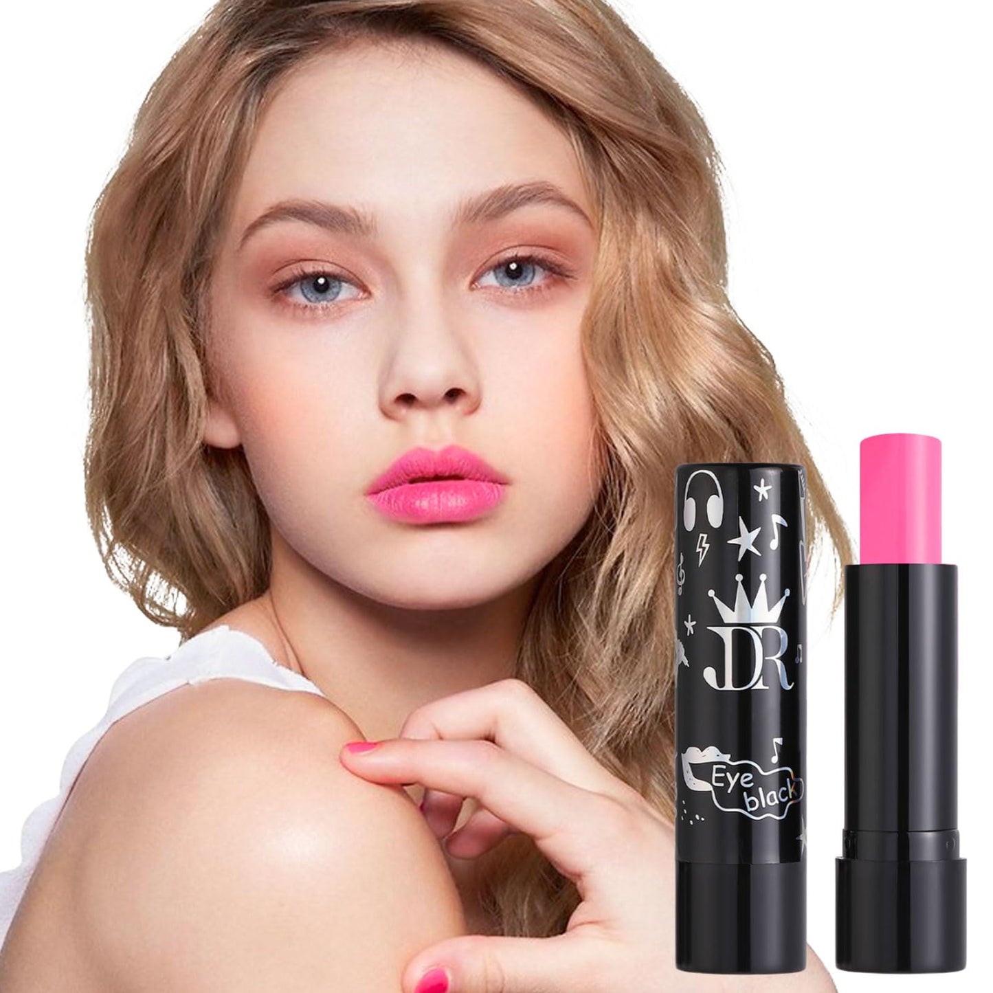 LYNTYAOU Hot Pink Lipstick, Vivid Pink Lip Stick for Women Long Lasting, Matte Highly Pigmented Full-Coverage Waterproof Smudge-proof Non-Sticky Tinted Lip Balm, Gift for Girls & Women