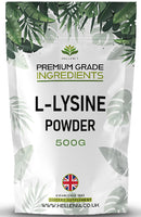 L-Lysine Powder - 500g - Premium Grade Ingredients | Essential Amino Acid for Fitness | Premium Amino Acid Lysine - GMP Certified Product - Made for Hellenia