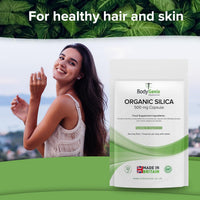 Bodygenix Organic Silica Capsules - 500mg Bamboo Extract Hormonal Balance Healthy Bones & Hair Natural Food Supplement - 30 Capsules 1 Month Supply