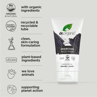 Dr. Organic Dr Organic Charcoal Face Mask, Cleansing, For Acne & Clearing Skin, Oily, Problem Skin, Natural, Vegan, Cruelty-Free, Paraben & SLS-Free, Recycled & Recyclable, Organic, 125ml, Packaging may vary