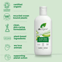 DR ORGANIC Dr Organic, Organic Aloe Vera Body Wash , Natural , Vegan , Cruelty Free , Paraben & SLS Free , Eco Friendly Recyclable Packaging, For Women & Men, Palm Oil Free, 250ml
