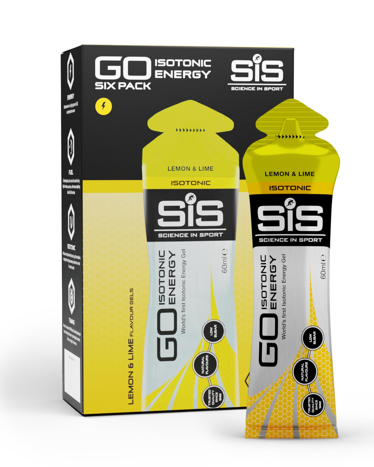 Science in Sport GO Isotonic Energy Gels - Fast-Acting Isotonic Carbohydrate Gel, 22g Energy per Sachet - No Need for Water - On-the-Go Fuel - Lemon & Lime, 6-Pack